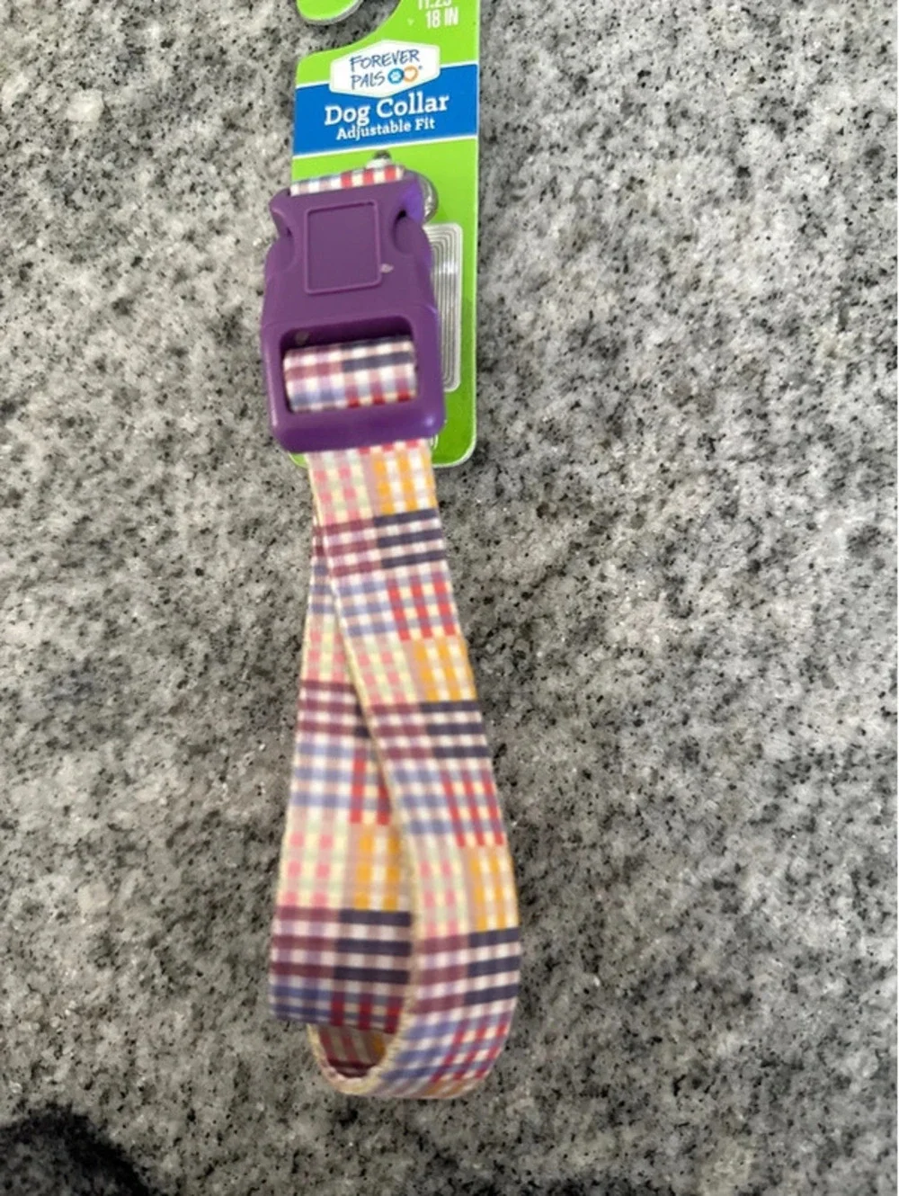 Forever pals adjustable dog collar medium purple plaid NWT